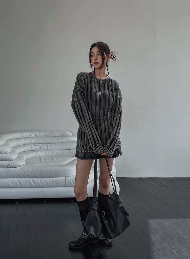 Pocket pleats A-line miniskirt