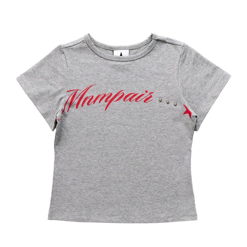Lettering Crop Tee Grey