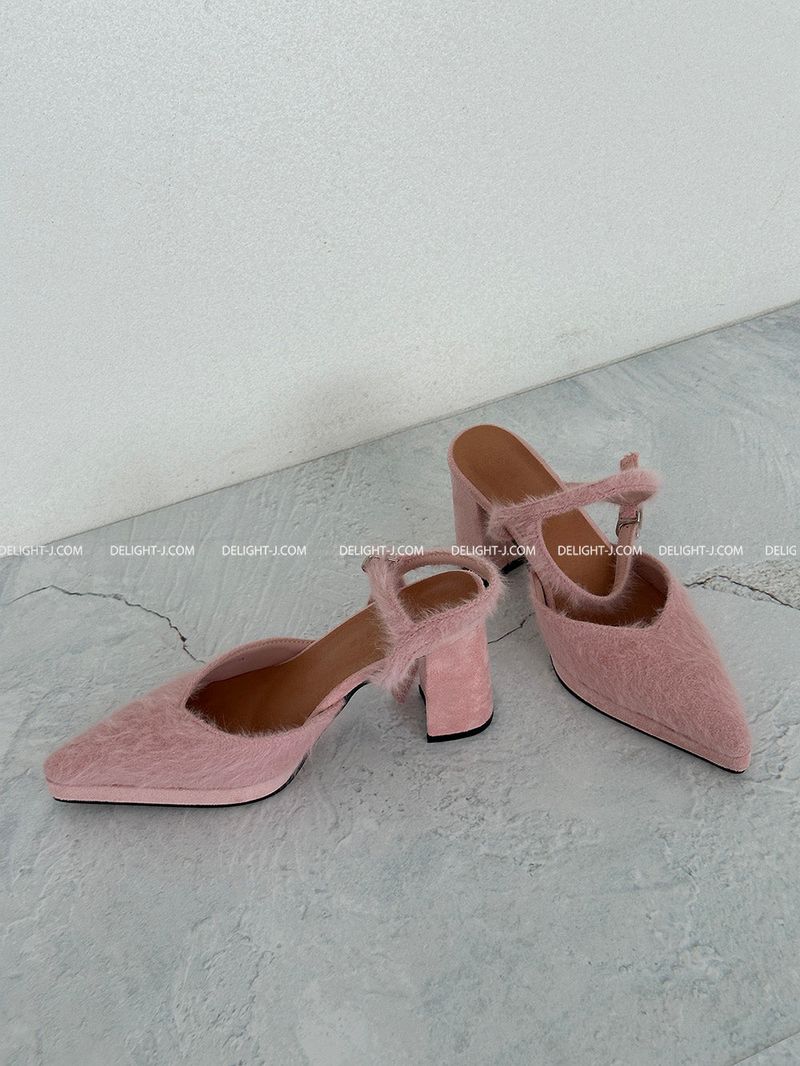 Angora strap high heels