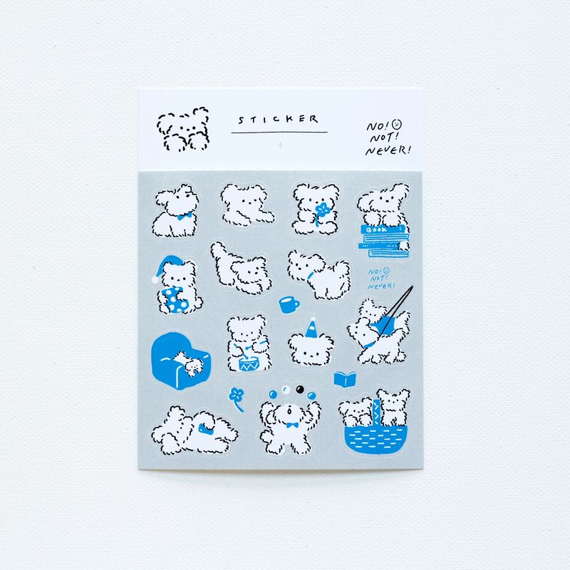 Seal stickers: White puppy, blue, green, 2-sheet set