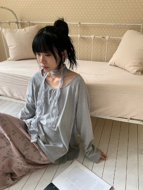 26FW★ [BAONHAUS] Renil Shirring Layered Long Sleeve Tee