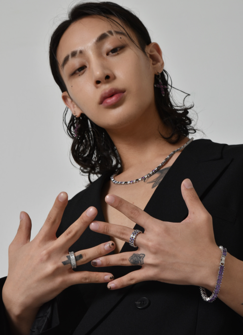 [BLACKLABEL] AAA DIA Crystal 3-line ring