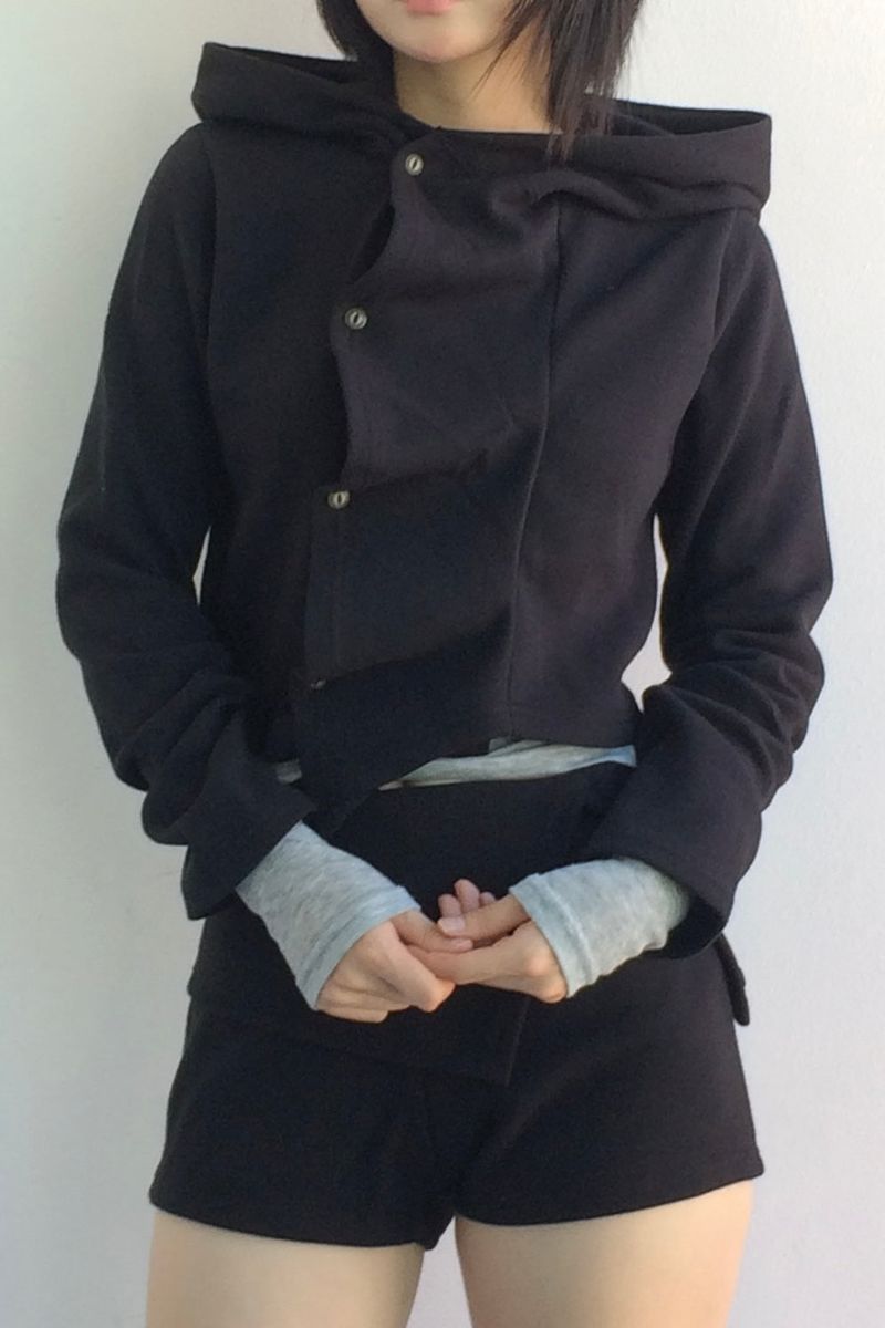 Rough Cutout Hoodie Jacket