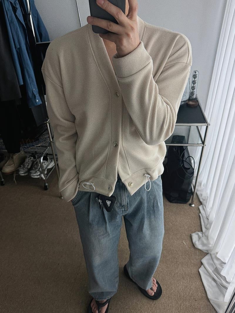 ASCLO String Crop V Cardigan (5color)