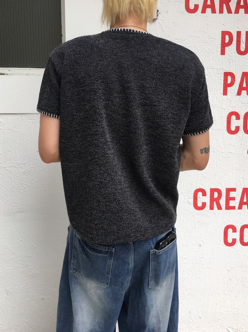 Bind-Stitch Muscle-Fit Short-Sleeve Knit 6C