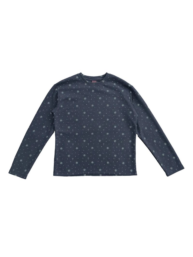 WANGXINGYU（ワンシンユー）の「DARK GRAY BLUE FOUR-COLOR CROSS MOTTLED FLORAL ALL-OVER PRINT BASE LAYER WAFFLE LONG SLEEVE（Tops）」