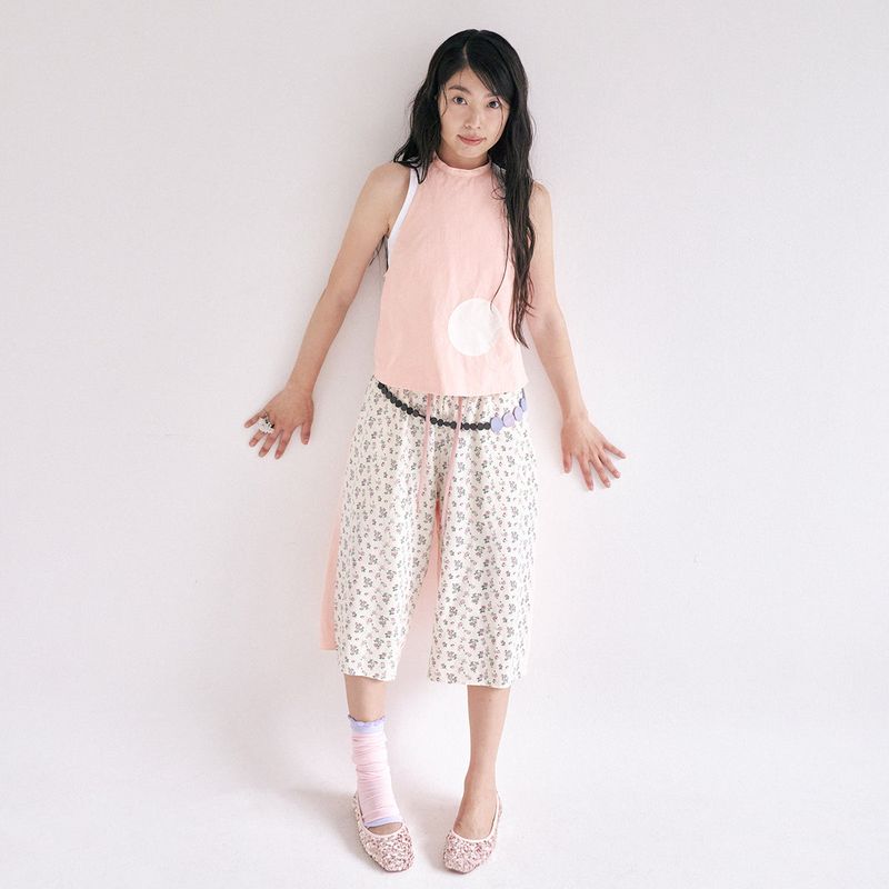 Dot layered top - peach