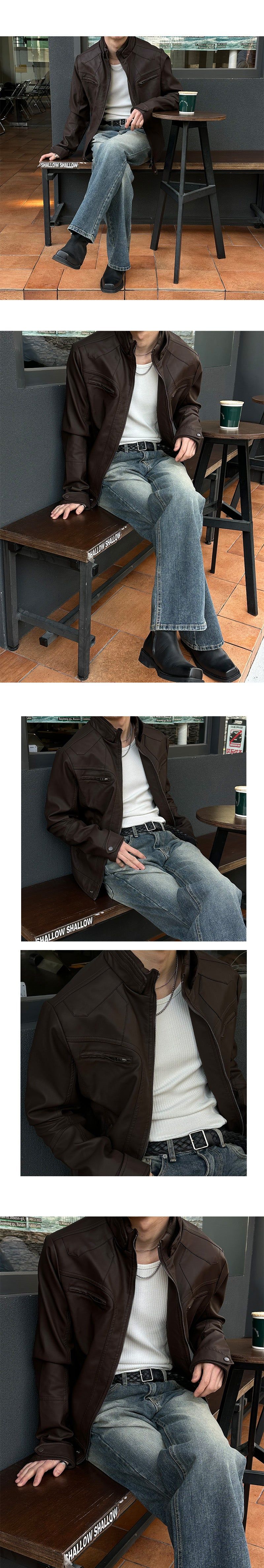 [PROMOTION] Leather zipper biker jacket(2color)