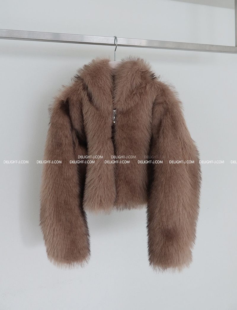 Like Hood Zip-Up Fur Jacket
