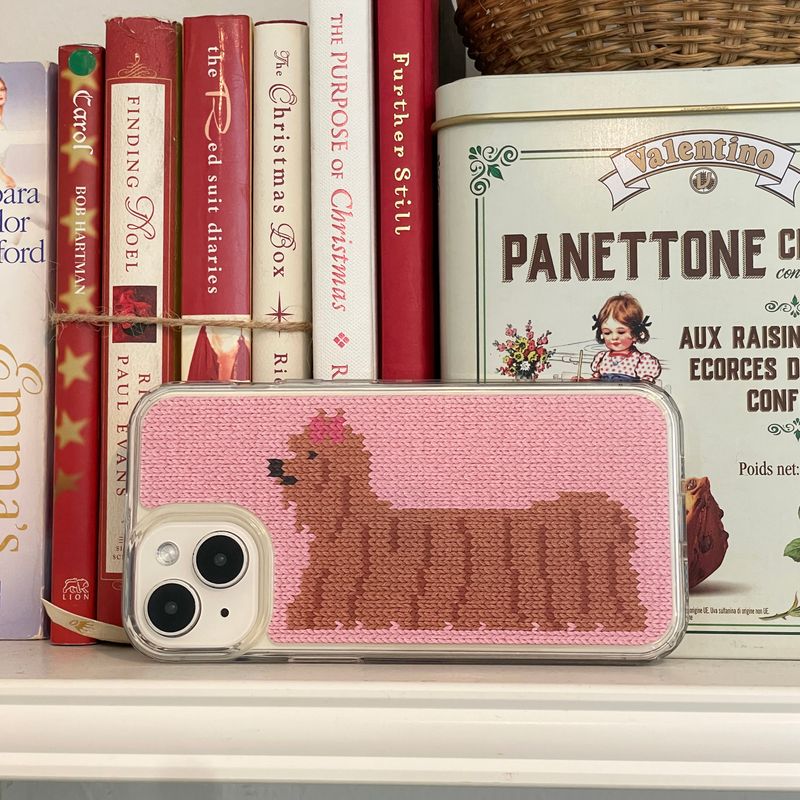 DOGS KNIT HARD JELL CASE_PINK