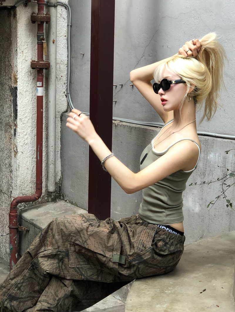 woody camo wide pants
