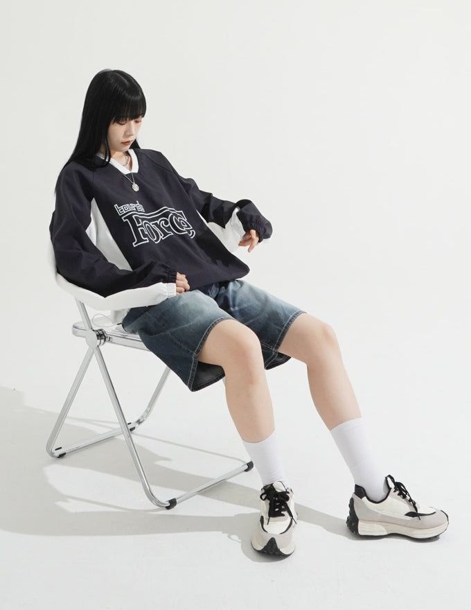 Grayish Washing Skater Half Pants