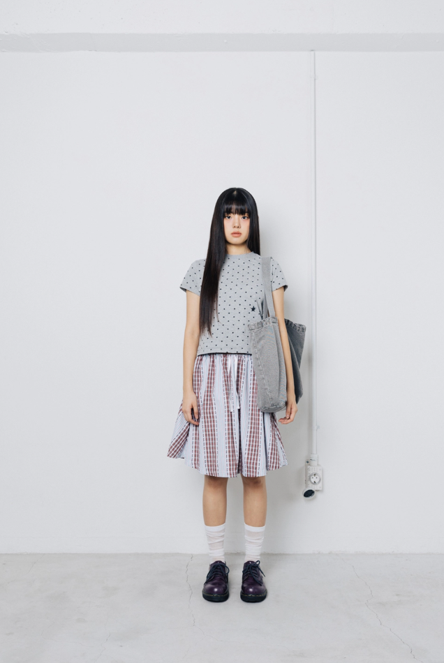 Check Twister Star Skirt - Stripe Red