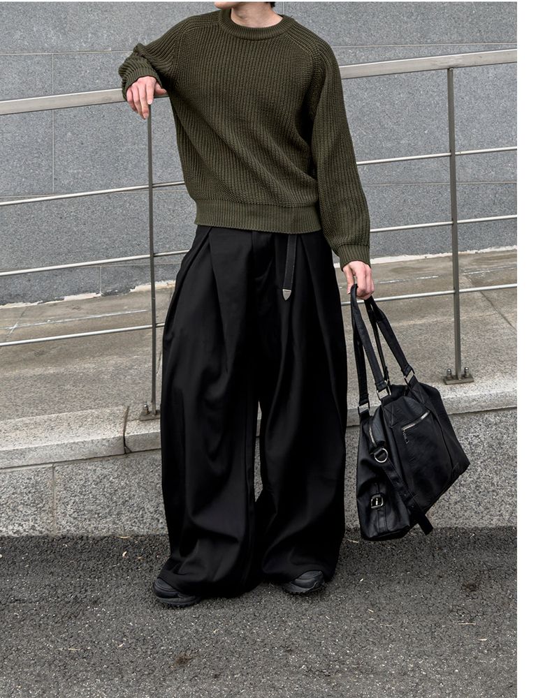 Ian Double-Pleat Wide Slacks
