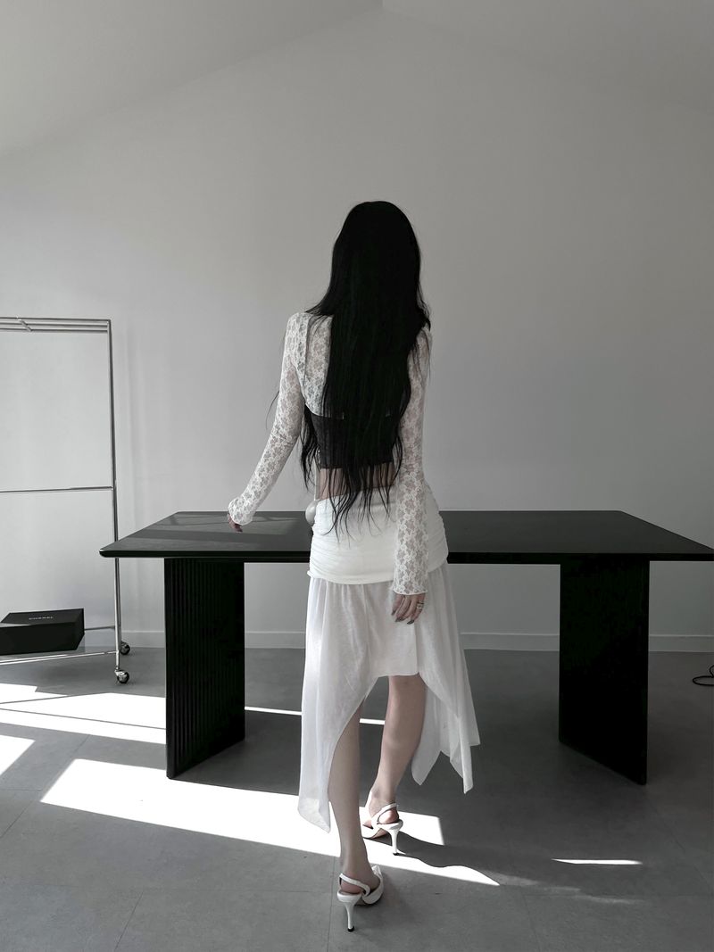 moisture shirring midi skirt (3color)