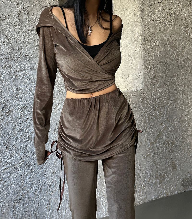 May Velvet Shirring Pants