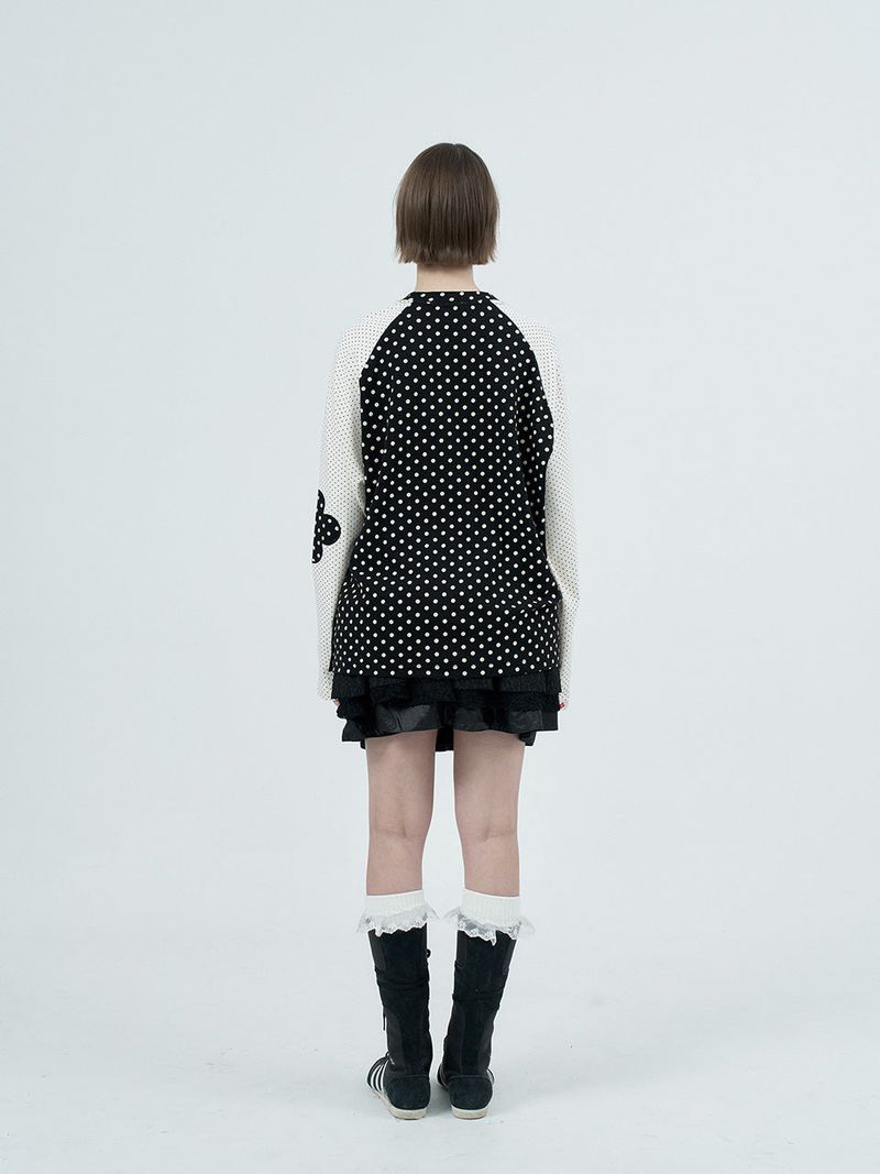patched raglen t-shirts / black