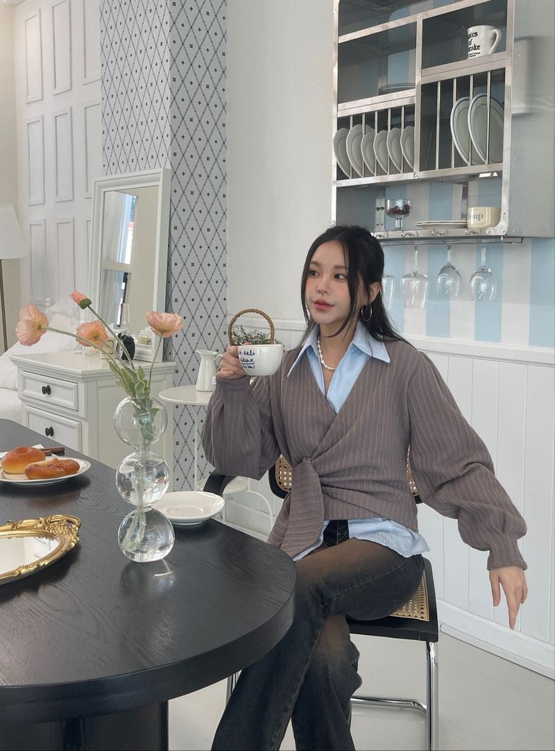 GISELE(ジゼル)の「Knit Wrap Blouse(Tops)」