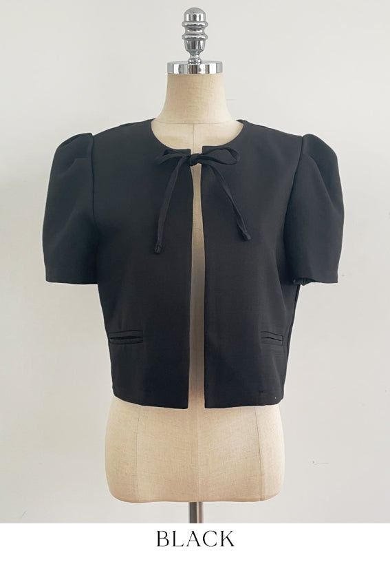 Demin Round Puff Short Sleeve Jacket