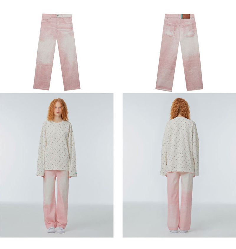 Digital printing straight-leg jeans