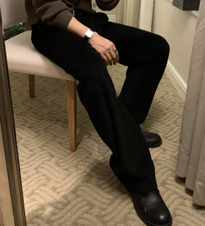 Defaced Late Back Banding Corduroy Wide Pants