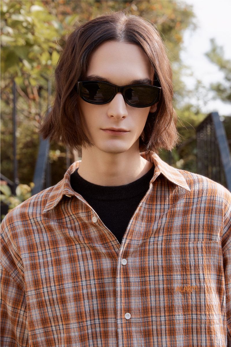Alarm Crinkle Check Shirts - Orange