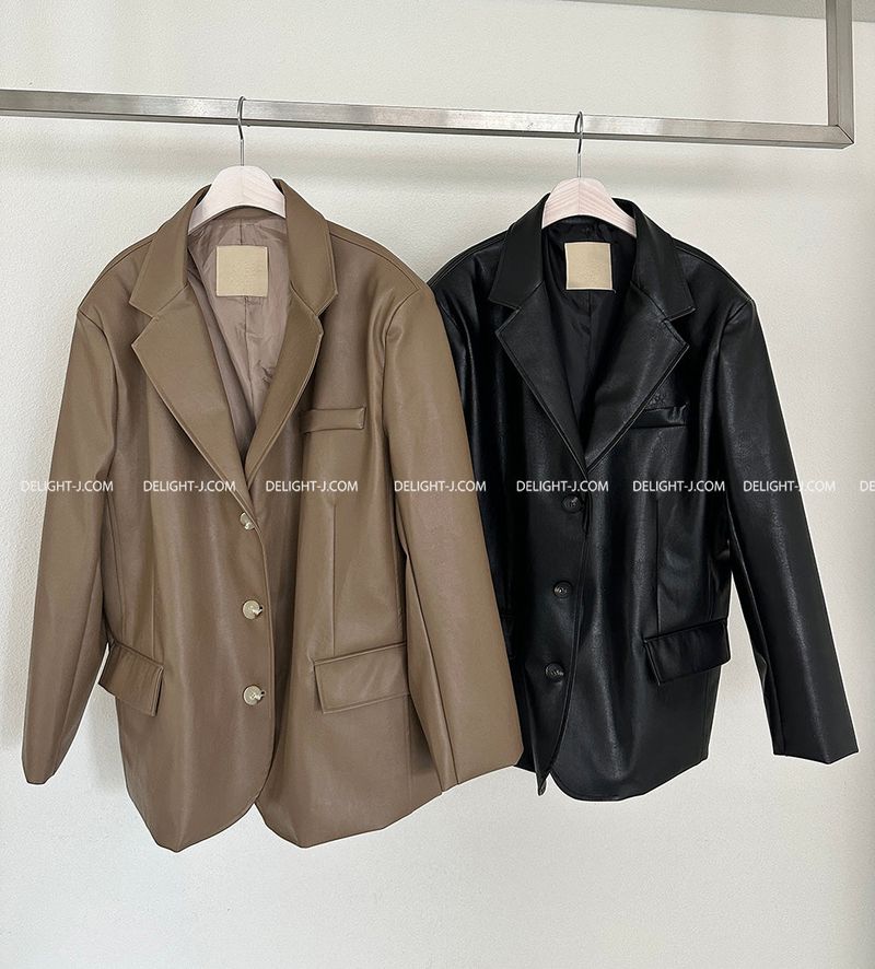 leather oversized-fit blazer jacket