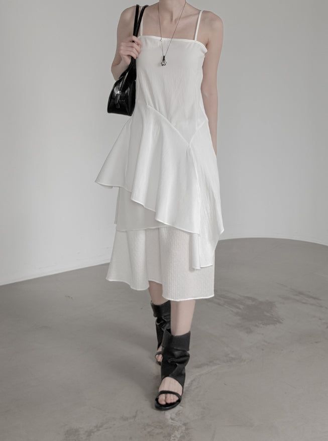 Leri Unbalanced Chiffon Flare One Piece