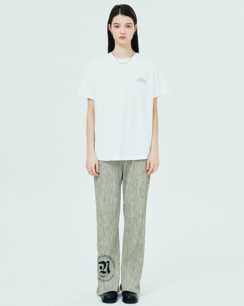 ROMAN TYPO PLEATS PANTS-BEIGE