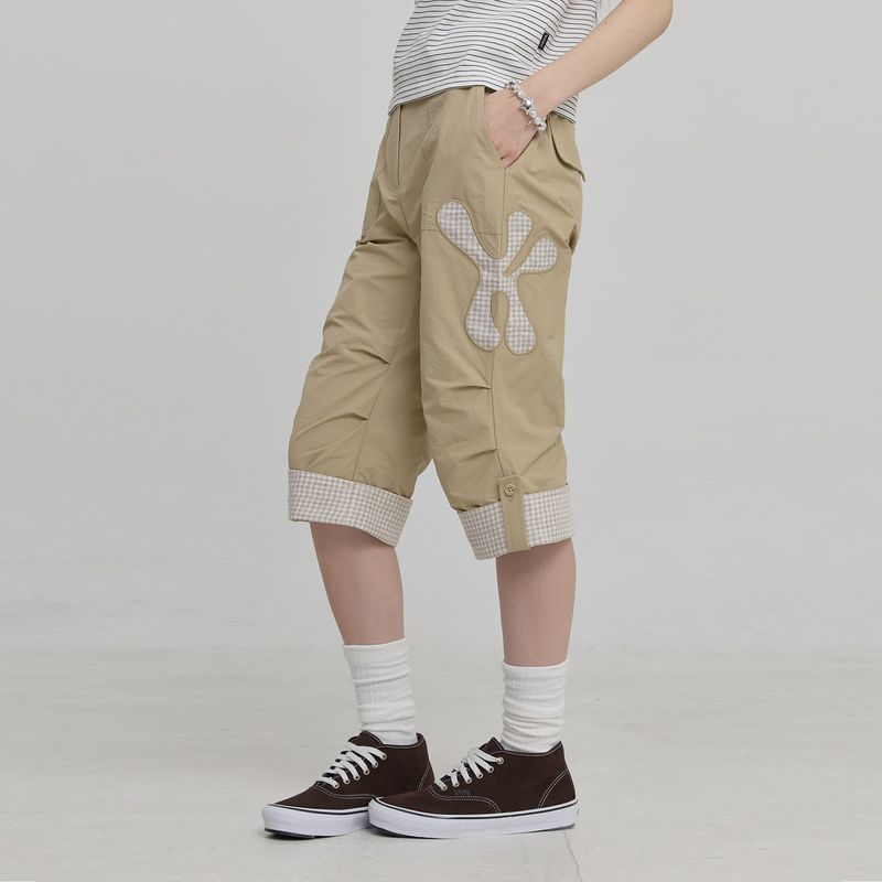 Check Applique Capri Pants