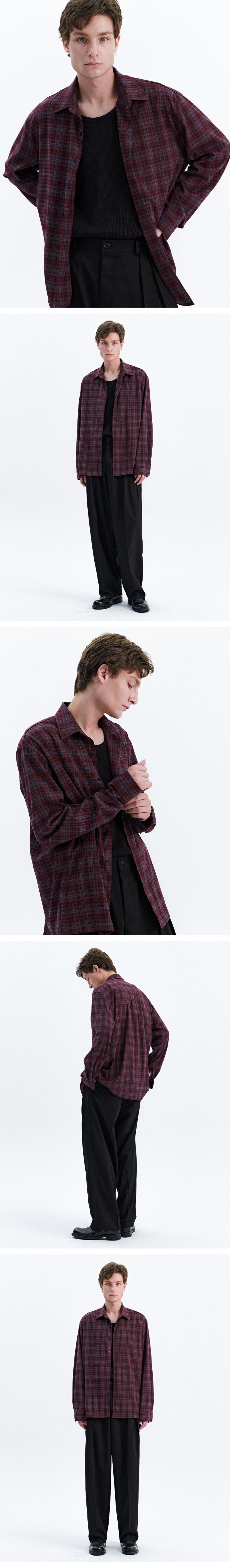 SOFT AND MILD MINIMAL CHECK SHIRT_WINE