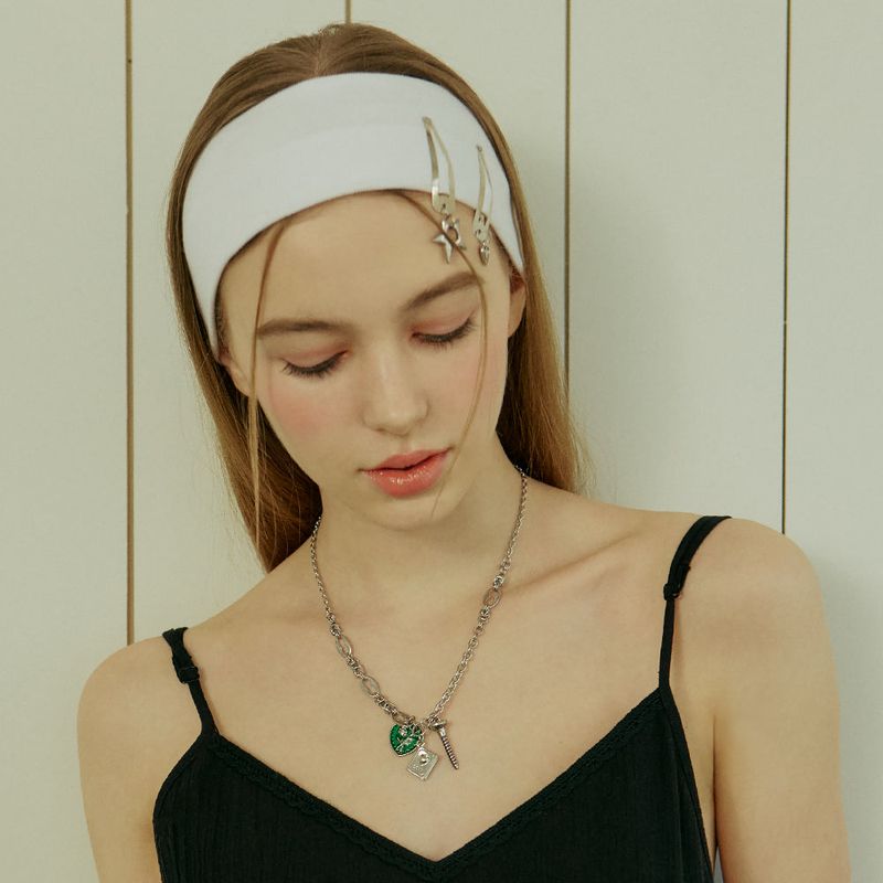 Rose Heart nail Surgical Chain Necklace