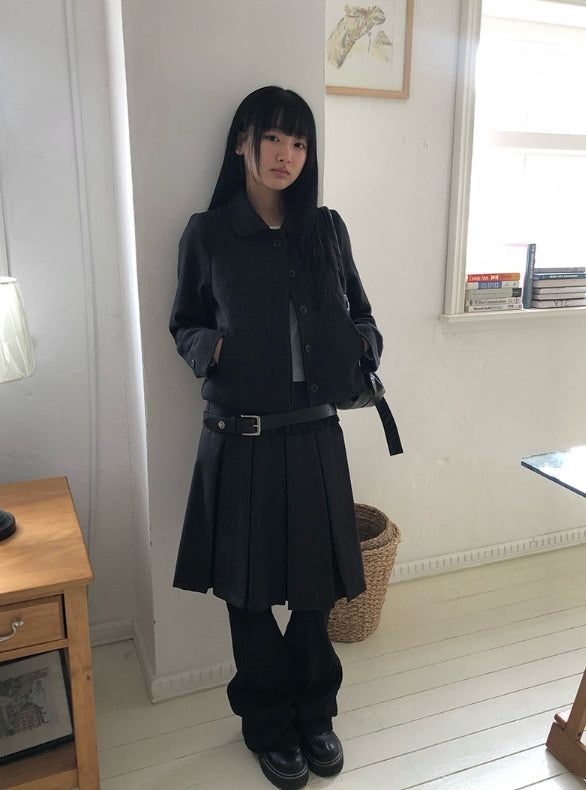 Herin Frill Pleated Midi Skirt