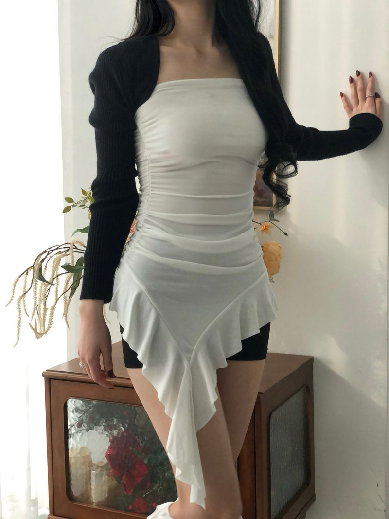 Frill Unbal Mini-dress
