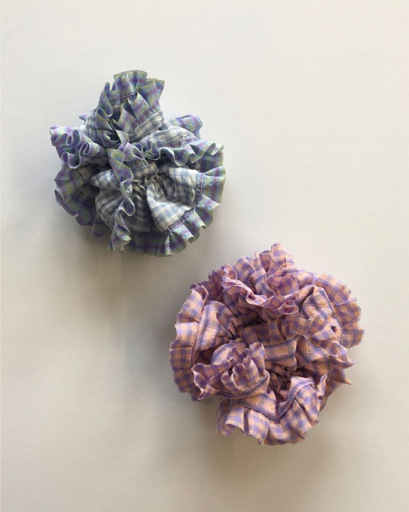 Ruffled Check Scrunchie (2color)