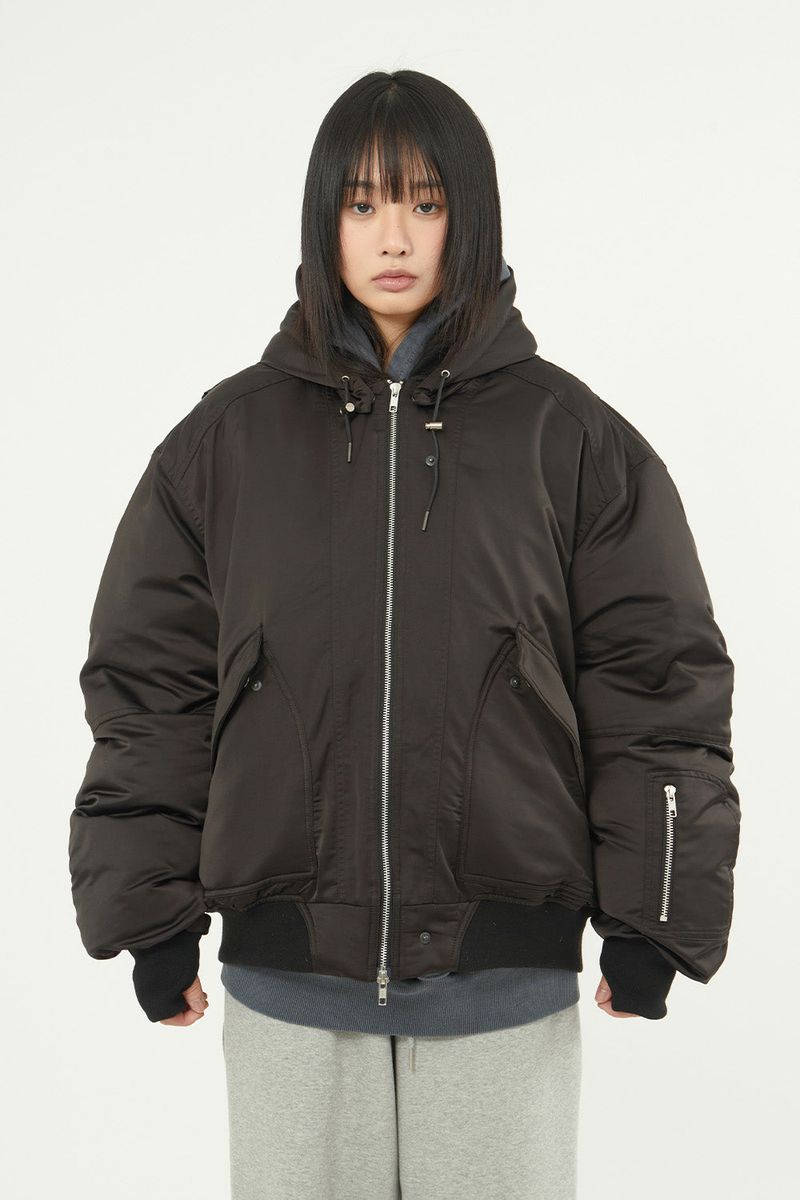 Raucohouse(ラウコハウス)の「Reus hooded shirring MA-1 down jumper(Jackets/Outerwear)」