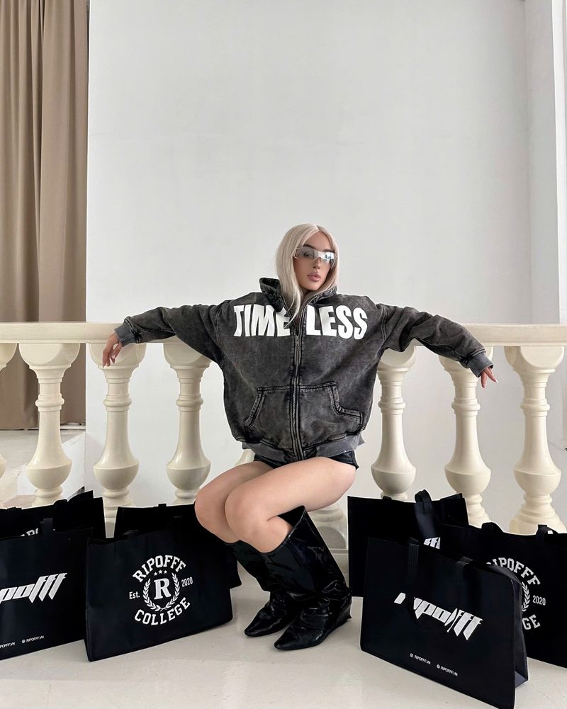 "TIMELESS" Washed Zip Hoodie