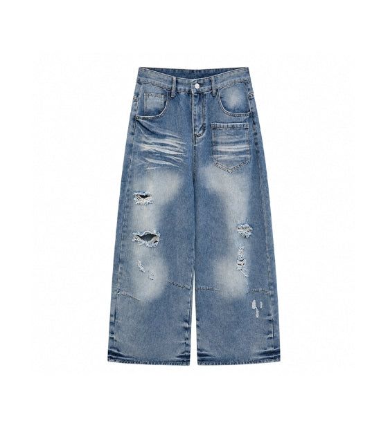 Binden Wash Damaged Wide Denim