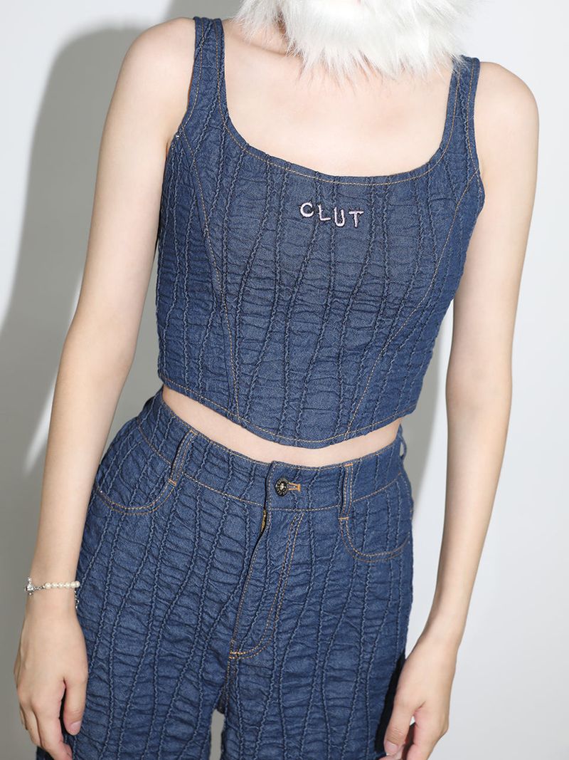 0 7 wave denim bustier