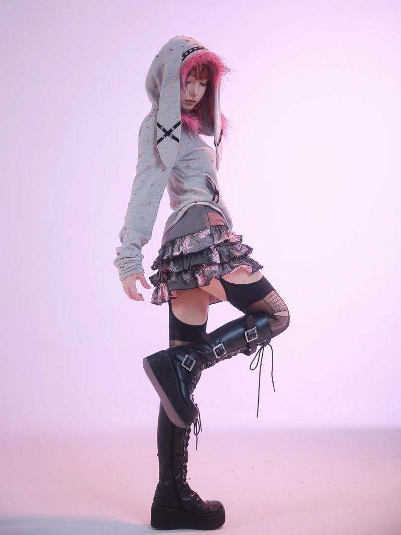 Evil Tooth Punk Bunny Long-Ear Hoodie