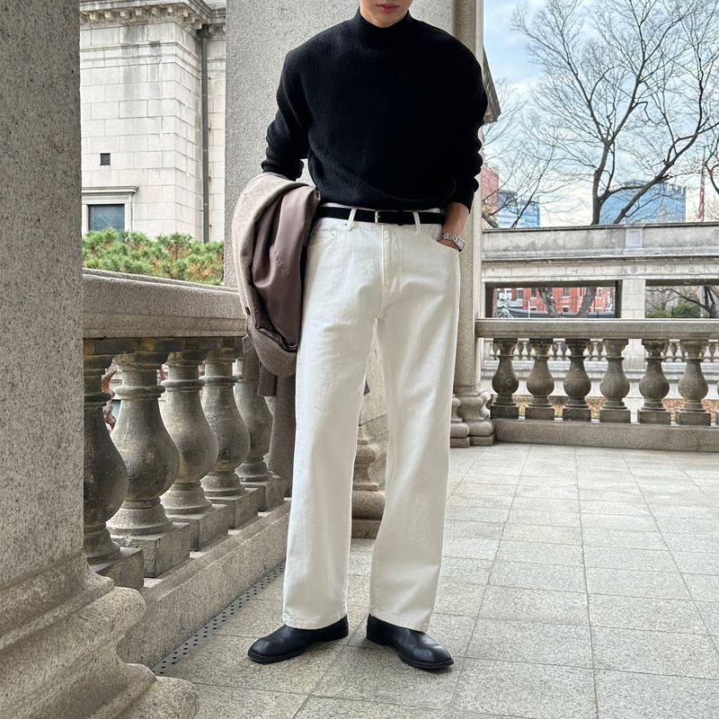 LMN Retro Semi Wide White Jeans (white)