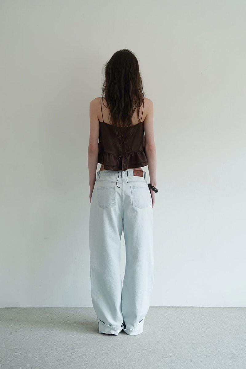 Tie satin blouse_brown