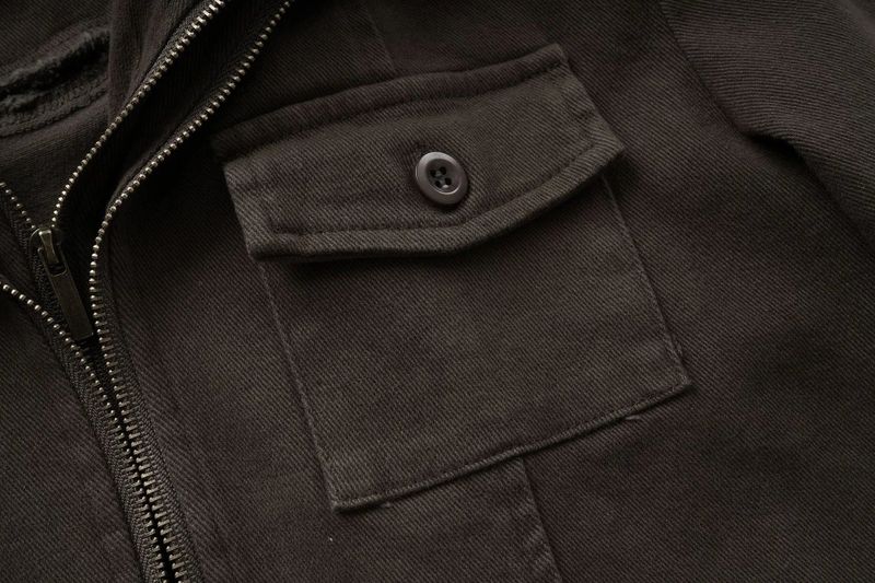 Brown Pocket High-Neck Zip-Up Jacket