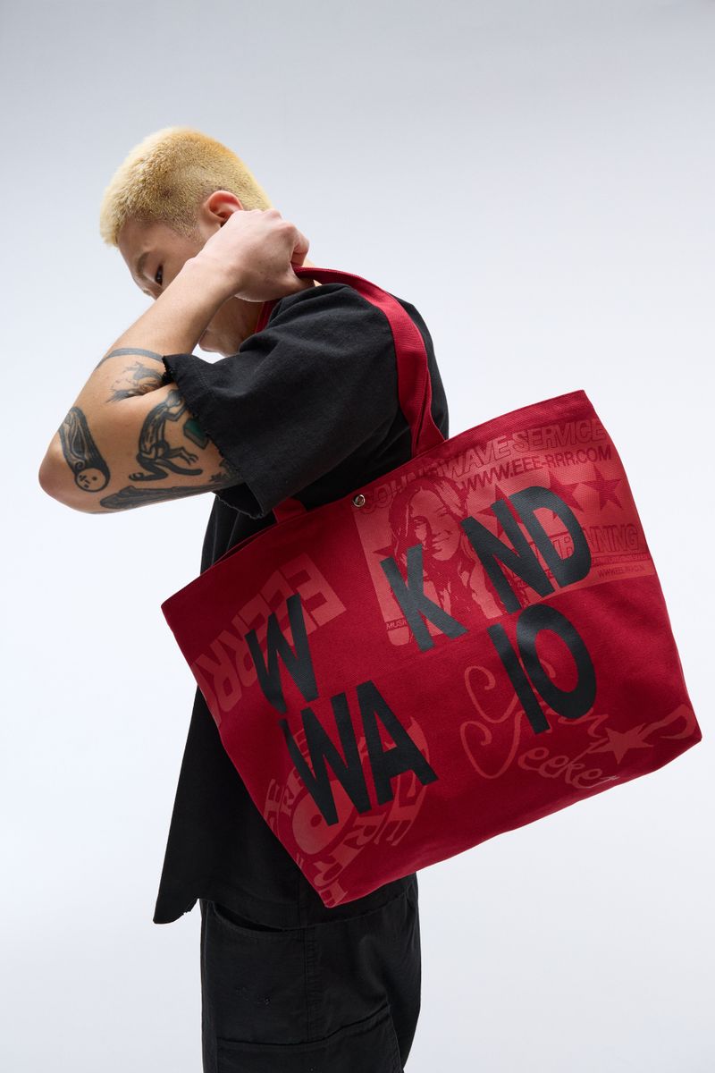 Weekend warrior typography printing tote-bag (Red)
