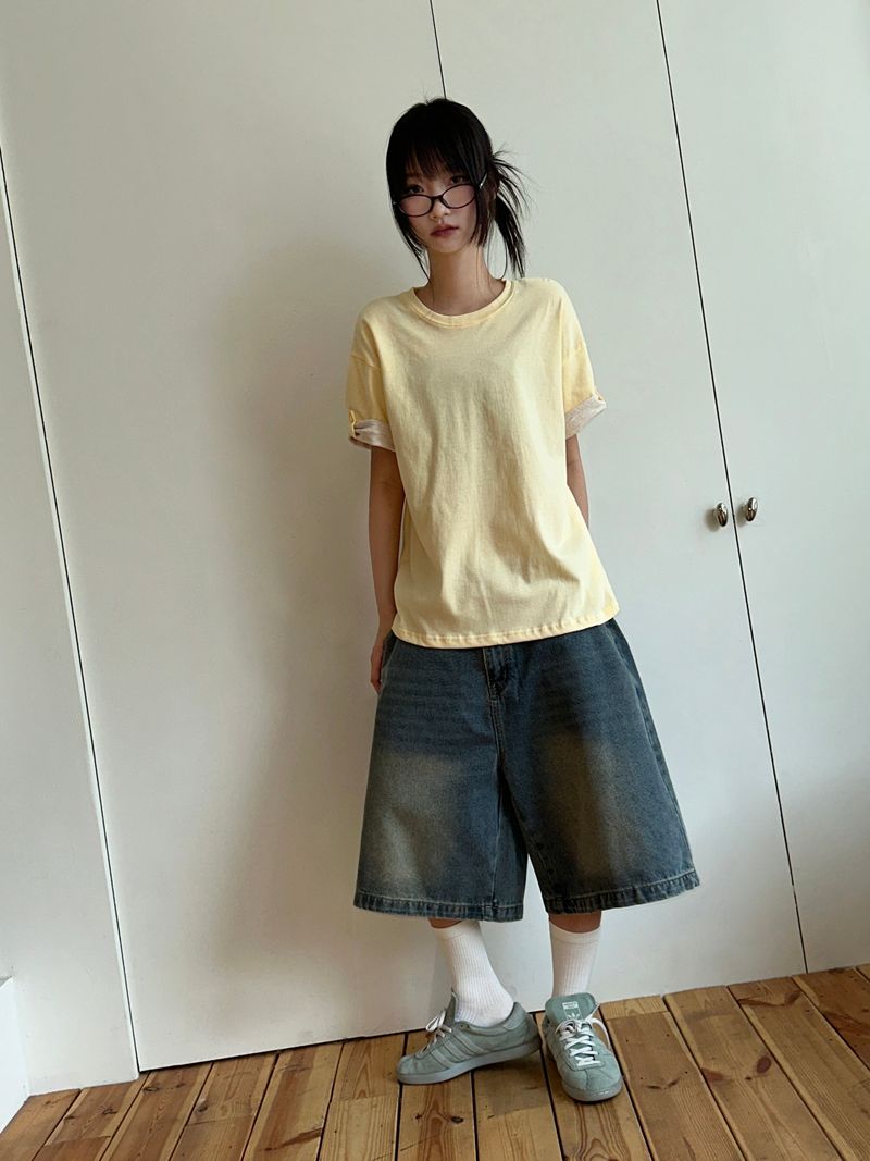 CCORTTI(コルッティ)の「Fake Layered Arm Snap Oversized T-Shirt 6color(Tops)」