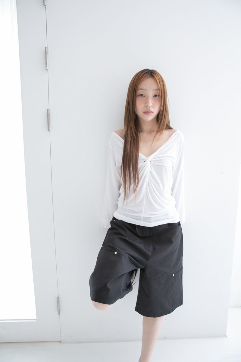 twist capri sleeve top(2colors)