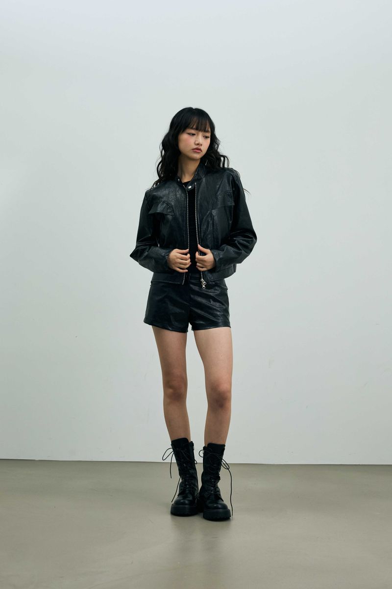 CLARI FAUX LEATHER JACKET / BLACK