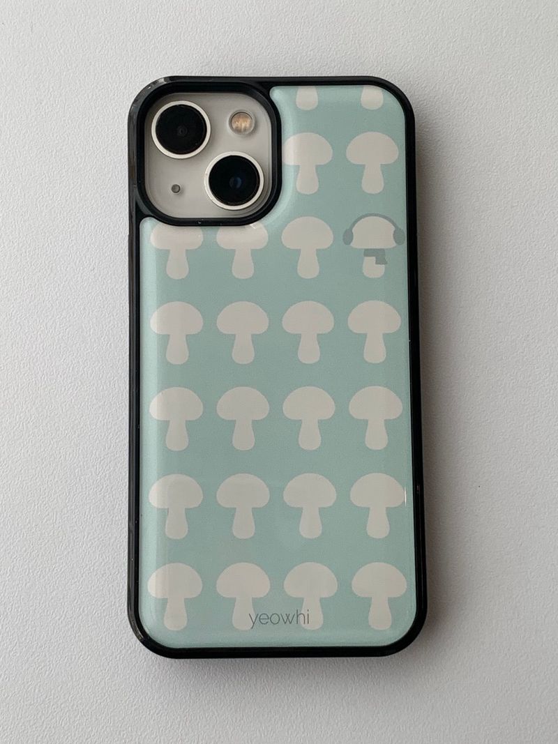 [MADE] mushroom pattern epoxy bumper case_Mint Beige