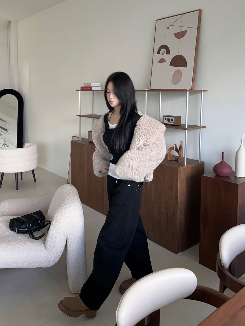 Teddy Hug Fuzzy High Neck Fur Jacket