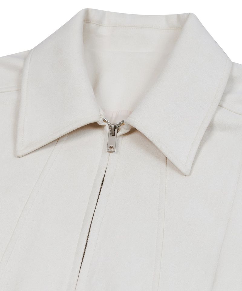 87-STAN029 [Vegan Suede] Multi-placket Suede Jacket Ivory
